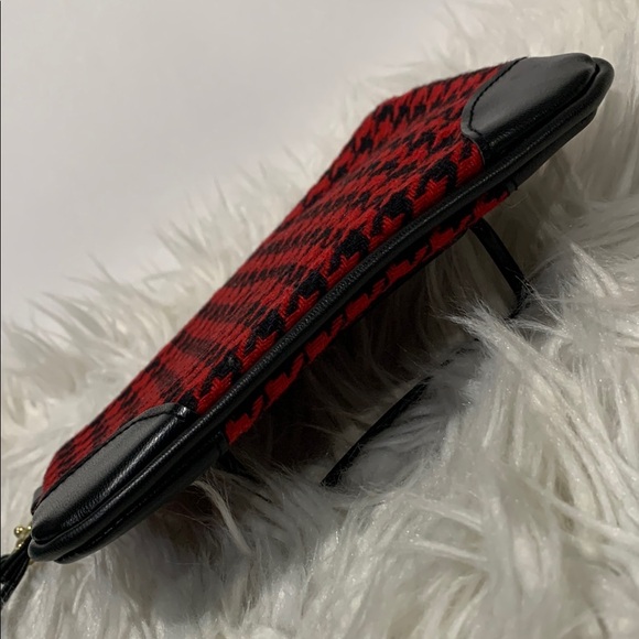 🟢3 for $20—-SHERPA Stylish Red and Black Houndstooth Clutch - Picture 4 of 10